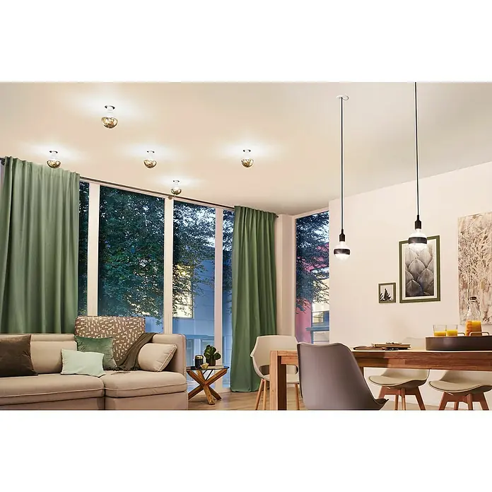 Paulmann Neordic Portalámparas colgante Ketil - E27, 200 cm, Plástico, Negro - Apartamento luminoso con iluminación moderna. Las luces de techo y las lámparas colgantes añaden toques elegantes al salón y al comedor.