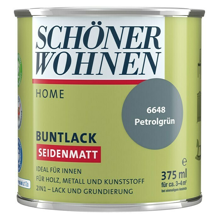 Schöner Wohnen Home Buntlack (Petrolgrün, 375 ml, Seidenmatt)