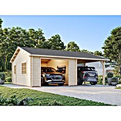 Palmako Garaje con carport Roger sin puerta (Medidas ext. (An x Pr): 706 x 619 cm, Natural, Madera, 19 m², Sin tratar) | BAUHAUS
