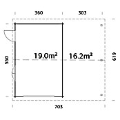Palmako Garaje con carport Roger sin puerta (Medidas ext. (An x Pr): 706 x 619 cm, Natural, Madera, 19 m², Sin tratar) | BAUHAUS