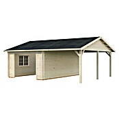 Palmako Garaje con carport Roger sin puerta (Medidas ext. (An x Pr): 706 x 619 cm, Natural, Madera, 19 m², Sin tratar) | BAUHAUS