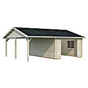 Palmako Garaje con carport Roger sin puerta (Medidas ext. (An x Pr): 706 x 619 cm, Natural, Madera, 19 m², Sin tratar) | BAUHAUS