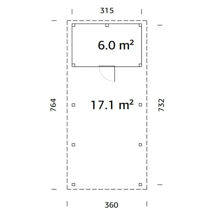 Palmako Carport con trastero Karl (Medidas ext. (An x Pr): 315 x 732 cm, Carport individual, Natural) | BAUHAUS