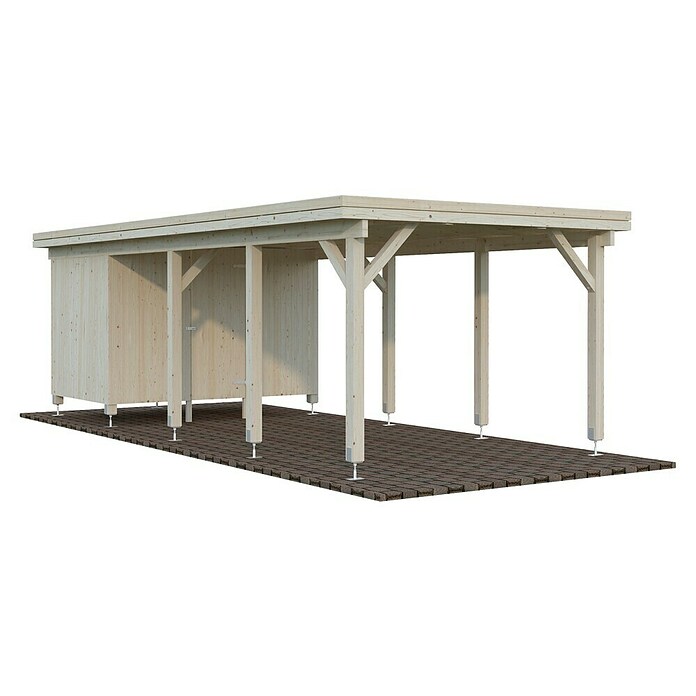 Palmako Carport con trastero Karl (Medidas ext. (An x Pr): 315 x 732 cm, Carport individual, Natural) | BAUHAUS
