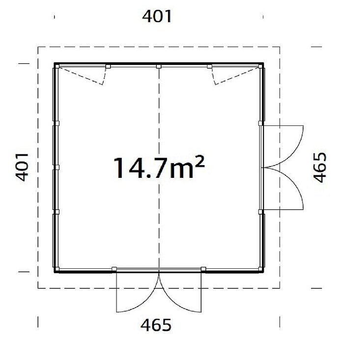 Palmako Caseta de jardín Isabella (Medidas ext. (An x Pr): 465 x 465 cm, Madera sin tratar, Natural) | BAUHAUS