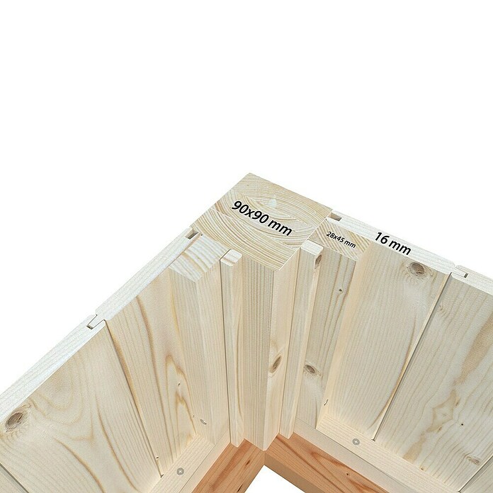 Palmako Caseta de jardín Isabella (Medidas ext. (An x Pr): 465 x 465 cm, Madera sin tratar, Natural) | BAUHAUS