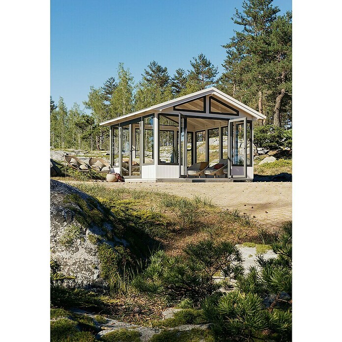 Palmako Caseta de jardín Isabella (Medidas ext. (An x Pr): 465 x 465 cm, Madera sin tratar, Natural) | BAUHAUS