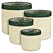 Maceta con interior de plástico Eli (Ø x Al: 16 x 16 cm, Natural, Crema/Verde) | BAUHAUS