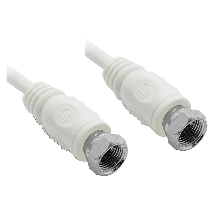 Metronic Cable coaxial M-M - 5 m, Blanco - Cable coaxial blanco con conectores F en ambos extremos, ideal para conectar televisores y receptores.