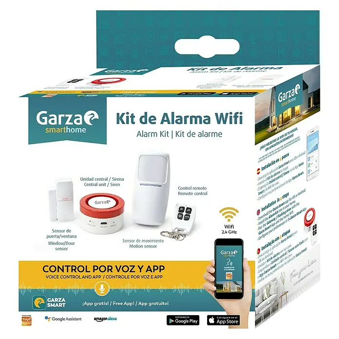 Garza Smart Home Pack de seguridad WiFi - WLAN - Imagen de un kit de alarma Garza Smarthome.