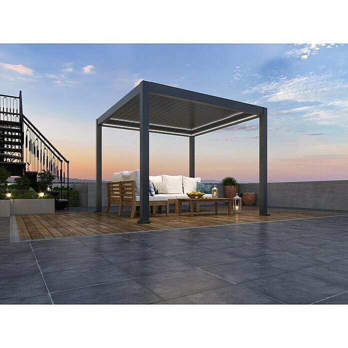 Pergola Bellano S25  (Do x Š: 303 x 303 cm, Antracit) | 8298 - Gartenzelte/Pavillons | ICFA - Sonnenschutz | ICF - Sonnenschutz | IC - Freizeit im Garten | I - Stadtgarten | BAUHAUS