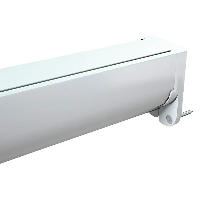 Mosquitera enrollable vertical - An x Al: 125 x 170 cm, Montaje de la mosquitera: Inserción, Color bastidor: Blanco - Primer plano de una cubierta de radiador blanca, que muestra un diseño moderno y minimalista, perfecto para interiores contemporáneos y decoración del hogar.