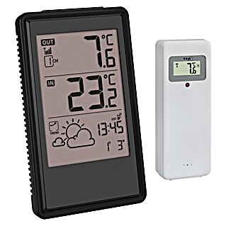 TFA Dostmann Funkwetterstation (Batteriebetrieben, Schwarz, 8,6 x 3 x 14,5 cm)