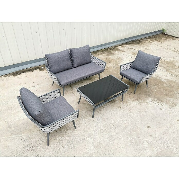 Gartenmöbel-Set Sunfun Weave (4 -tlg., Grau/Anthrazit, Aluminium) | BAUHAUS