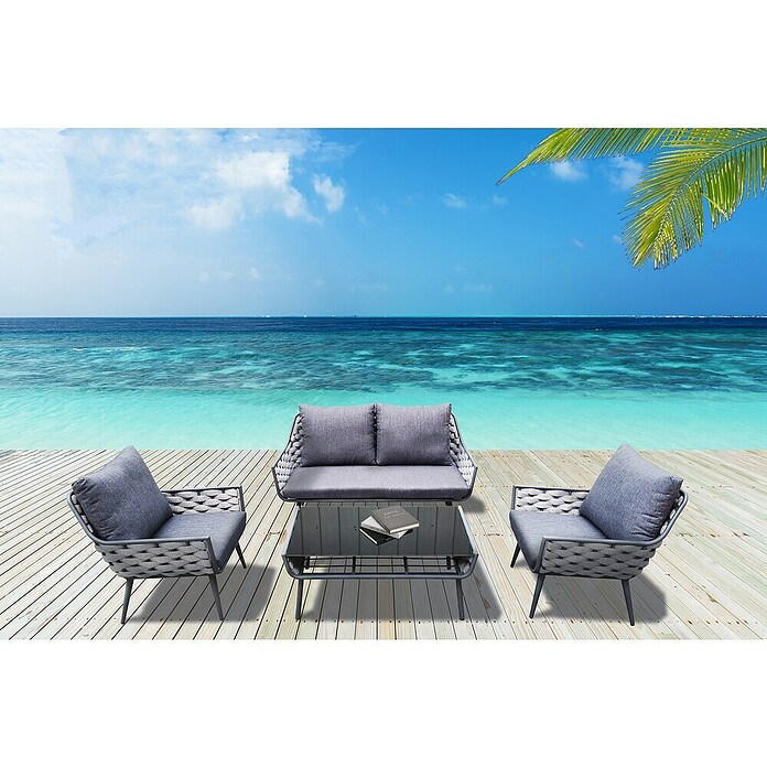 Gartenmöbel-Set Sunfun Weave (4 -tlg., Grau/Anthrazit, Aluminium) | BAUHAUS