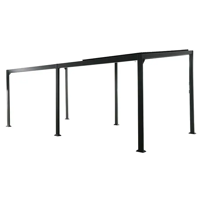 Sunfun Anstellpavillon Palma XXL - B x T: 600 x 300 cm, Anthrazit, Aluminium - Schwarze Terrassenüberdachung mit geradlinigem Design und robusten Pfosten für den Außenbereich.