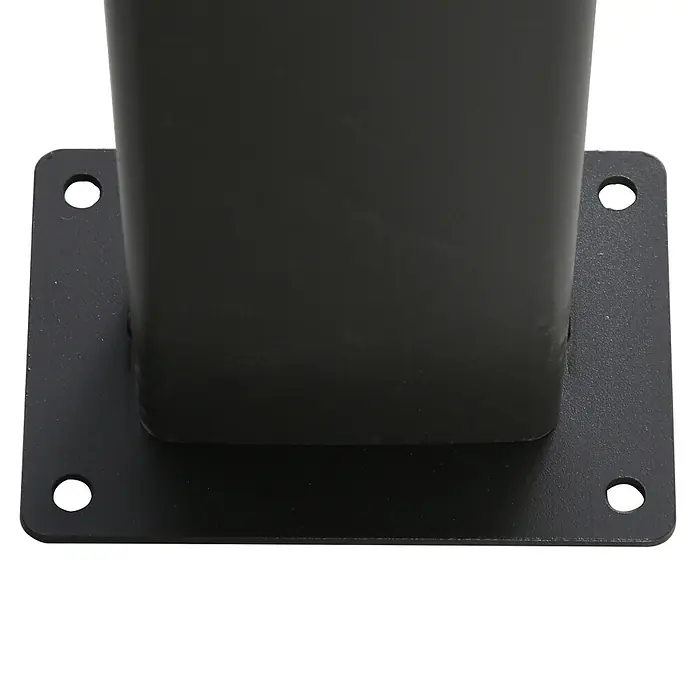 Sunfun Anstellpavillon Palma XXL - B x T: 600 x 300 cm, Anthrazit, Aluminium - Detailansicht einer schwarzen Metallbasis mit quadratischem Rohr und Befestigungslöchern für einen stabilen Stand.