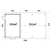 Palmako Caseta de jardín Irene (Medidas ext. (An x Pr): 1.006 x 619 cm, Madera sin tratar, Natural) | BAUHAUS