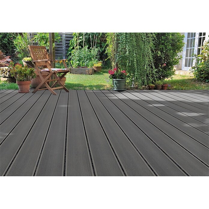 WPC-Terrassendiele Grey (Grau, 290 x 12 x 2 cm)