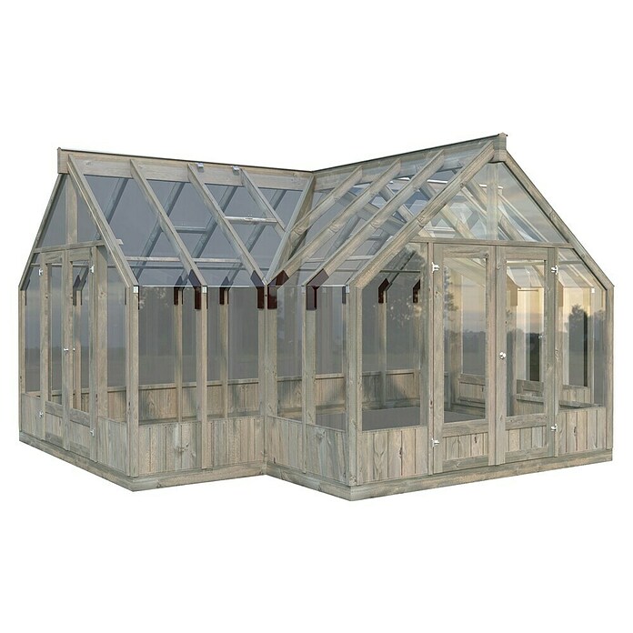 Palmako Invernadero Emilia XL (Medidas ext. (An x Pr): 421 x 543 cm, Madera, 18 mm, Gris) | BAUHAUS