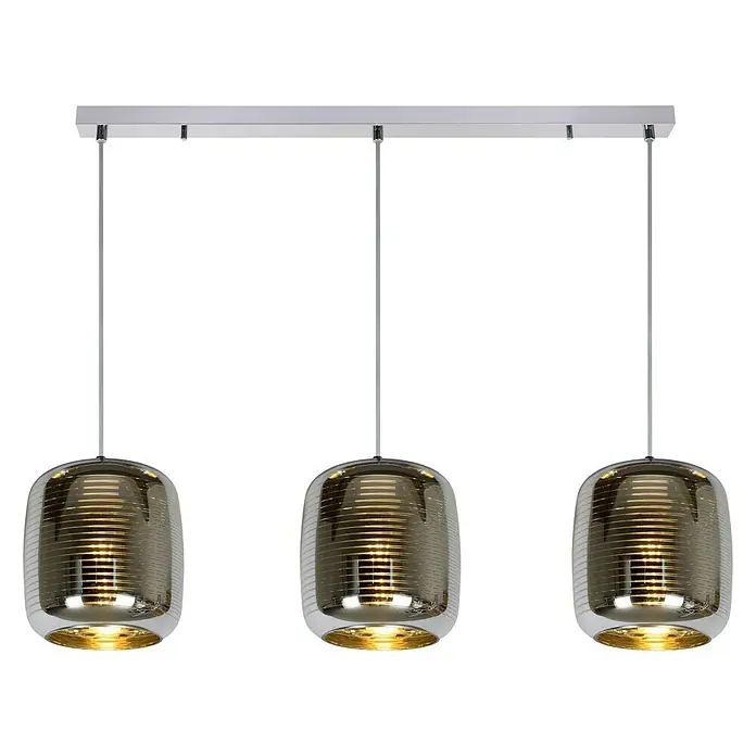 Lucide Eryn Pendelleuchte - L x B x H: 88 x 20 x 157 cm, Anzahl Leuchtmittel: 3 Stk. - Elegante Pendelleuchte mit drei Lampenschirmen. Die moderne Hängeleuchte mit stilvollem Design ist ein echter Blickfang für jeden Raum.