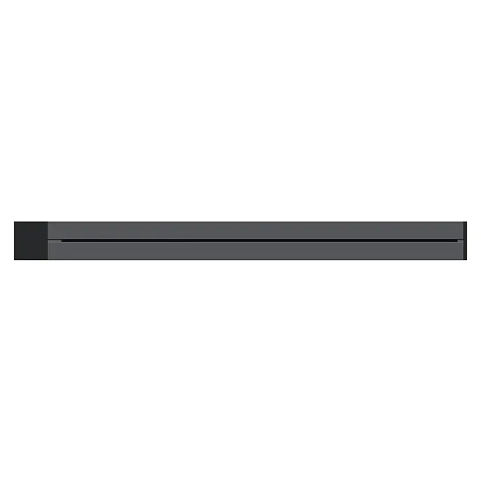 Schwaiger Steckdosenleiste Modulare Stromschiene - 100 cm, Schwarz, IP20, Ohne Schalter - Eine Nahaufnahme eines schlanken, grauen Schubladenelements mit einem dünnen, dunklen Schlitz für einen minimalistischen Look.
