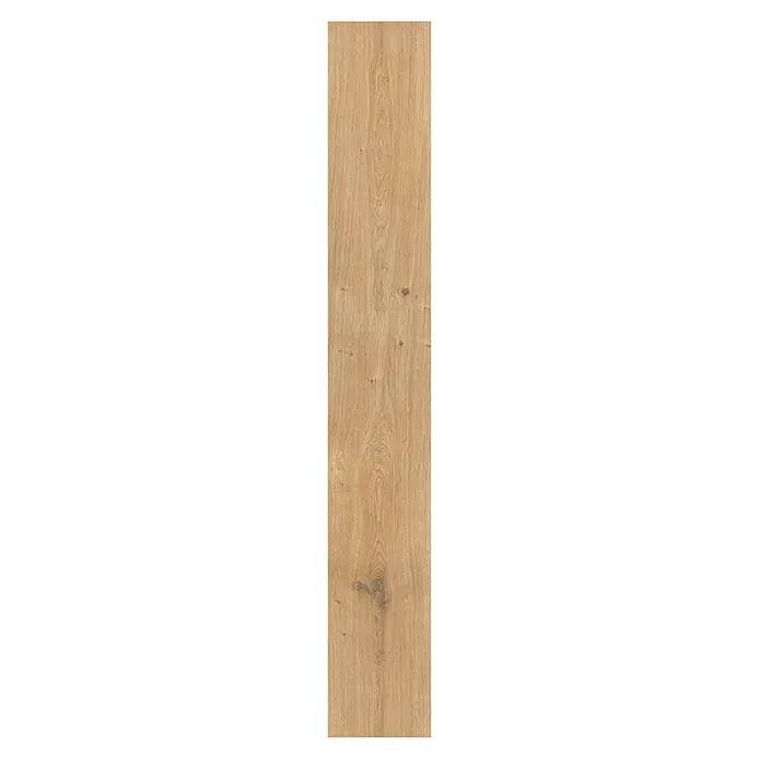 LOGOCLIC Vinto Laminat - Eiche Milford, Landhausdiele, 1.288 x 195 x 8 mm - Detailaufnahme einer hellbraunen Holzdiele mit natürlicher Maserung, ideal für Bodenbeläge oder Wandverkleidungen mit rustikalem Charme.