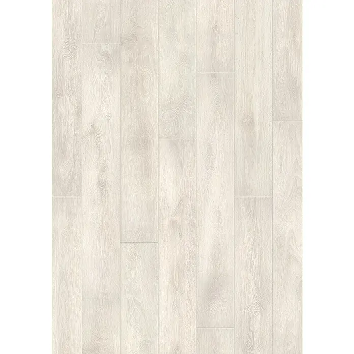 LOGOCLIC Vinto Laminat - Eiche Bastogne, Landhausdiele, 1.288 x 195 x 8 mm - Hellbeiger Laminatboden mit subtilen Holzmaserungen für ein sauberes, modernes Aussehen und eine elegante und einladende Atmosphäre im Raum.