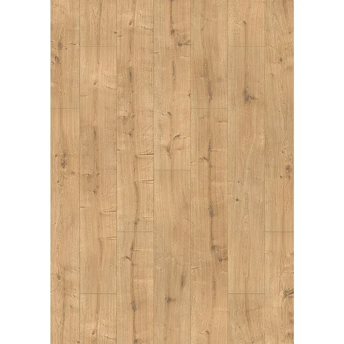 LOGOCLIC Vinto Laminat - Eiche Milford, Landhausdiele, 1.288 x 195 x 8 mm - Hochauflösendes Bild von Laminatboden in hellem Holzton mit Maserung und Textur für realistische Darstellung.
