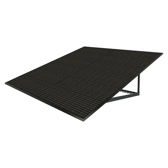 Schwaiger Aufständerung - Passend für: Solarmodule - Darstellung eines schwarzen Solarmoduls, das auf einer Halterung befestigt ist und umweltfreundliche Energielösungen bietet.