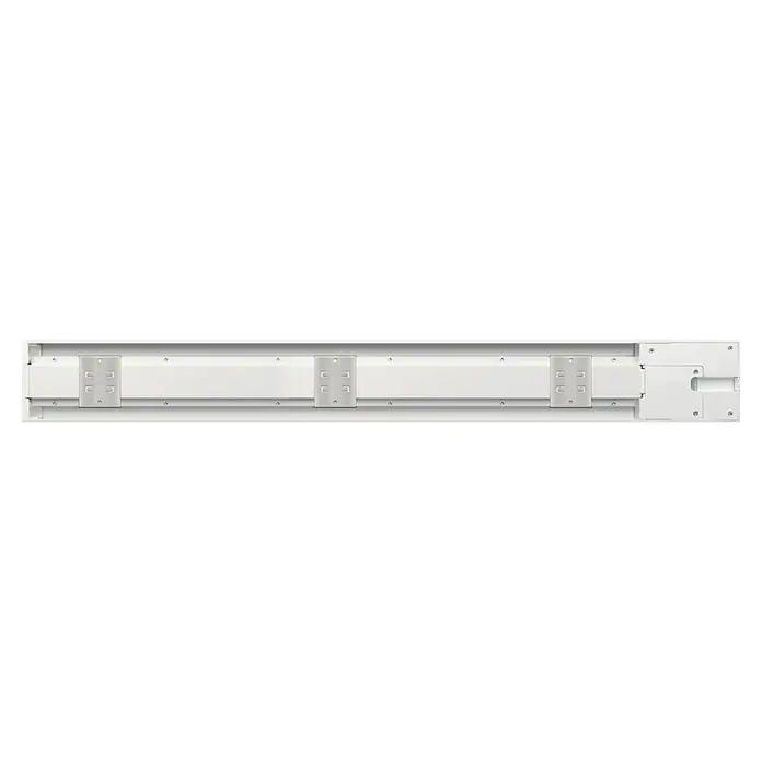 Schwaiger Steckdosenleiste Modulare Stromschiene - 75 cm, Weiß, IP20, Ohne Schalter - Detailaufnahme einer weißen Aufbauschiene, ideal für flexible Beleuchtungslösungen im Innenbereich. Robuste Bauweise garantiert Langlebigkeit.