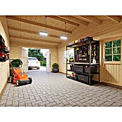 Palmako Garaje con carport Roger con puerta abatible (Medidas ext. (An x Pr): 703 cm x 619 m, Natural, Madera, 19 m², Incluye puerta de madera) | BAUHAUS