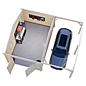 Palmako Garaje con carport Roger con puerta abatible (Medidas ext. (An x Pr): 703 cm x 619 m, Natural, Madera, 19 m², Incluye puerta de madera) | BAUHAUS