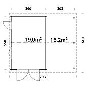 Palmako Garaje con carport Roger con puerta abatible (Medidas ext. (An x Pr): 703 cm x 619 m, Natural, Madera, 19 m², Incluye puerta de madera) | BAUHAUS