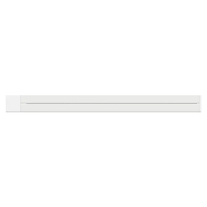 Schwaiger Steckdosenleiste Modulare Stromschiene - 100 cm, Weiß, IP20, Ohne Schalter - Nahaufnahme einer weißen Rollladenkonstruktion, die saubere Linien und Funktionalität im Fensterdesign zeigt.
