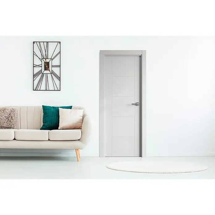 Pack puerta de interior Caracas - 82,5 x 203 cm, Izquierda, Blanco - Un diseño de puerta de panel blanco moderno que ofrece un toque elegante y minimalista a cualquier espacio habitable.