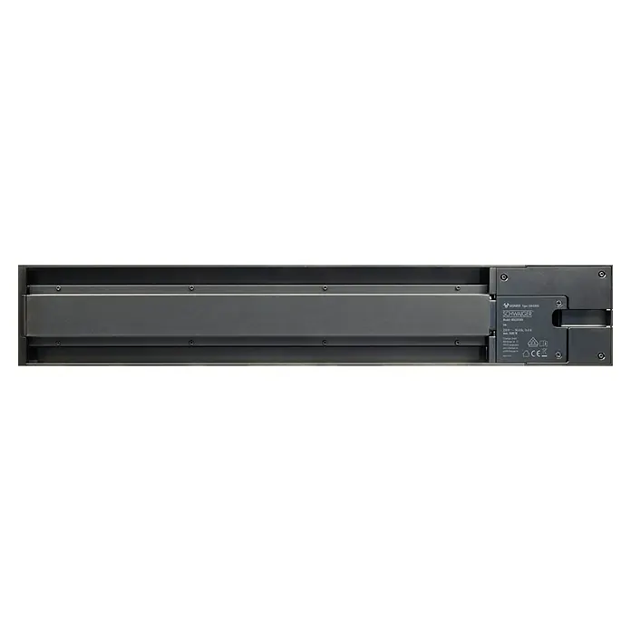 Schwaiger Steckdosenleiste Modulare Stromschiene - 50 cm, Schwarz, IP20, Ohne Schalter - Rückansicht des SCHWAIGER GB4045, einem Gerät mit technischer Kennzeichnung und Schraubenbefestigung.