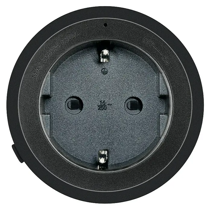 Schwaiger Steckdose Adapter - 6,2 cm, Schwarz - Steckdose mit schwarzer runder Umrandung.