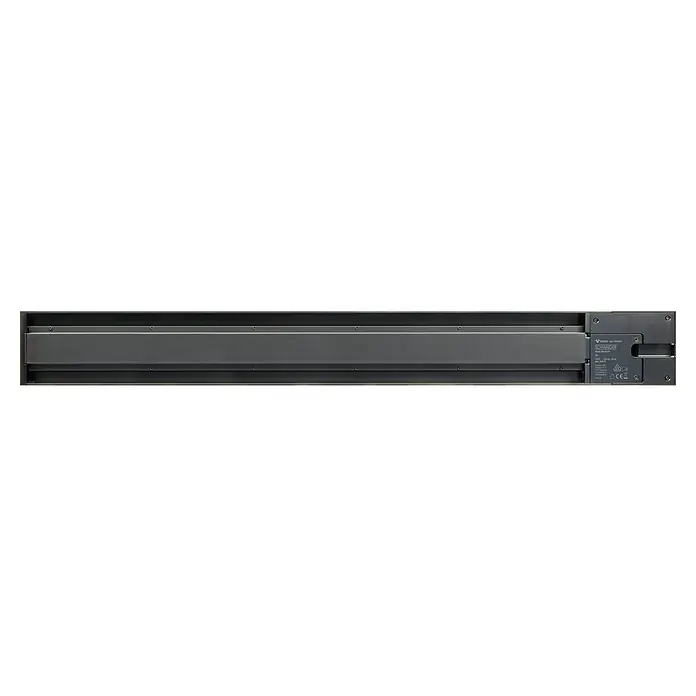 Schwaiger Steckdosenleiste Modulare Stromschiene - 75 cm, Schwarz, IP20, Ohne Schalter - Eine detaillierte Ansicht der Rückseite eines SCHWÄGER-Geräts, Typ CBB60201 mit der Modellnummer 80002076 und CE-Kennzeichnung.
