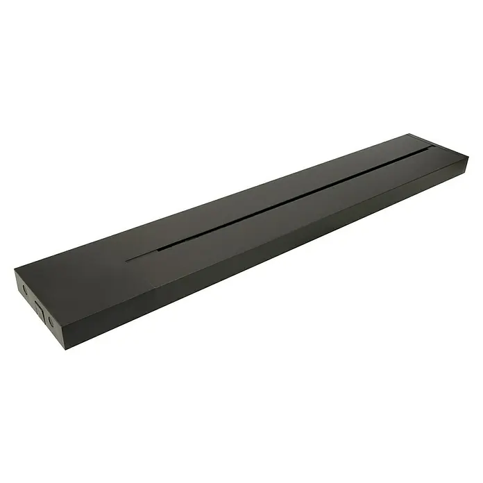 Schwaiger Steckdosenleiste Modulare Stromschiene - 50 cm, Schwarz, IP20, Ohne Schalter - Ein moderner, schwarzer Bio-Ethanol Brenner mit einem langen, schmalen Design, ideal für stilvolle Innenräume.