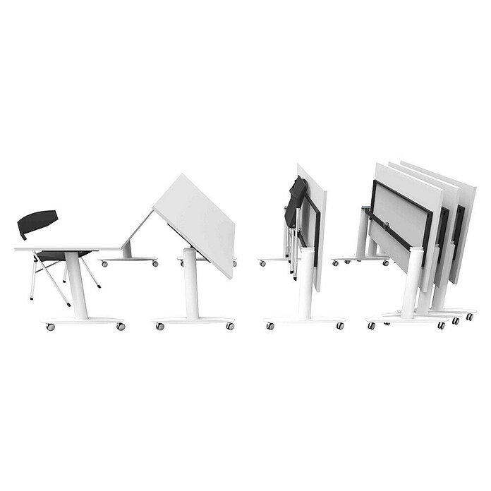 ArtExport Mesa de escritorio Taxi (L x An x Al: 80 x 160 x 74 cm, Blanco, Ruedas) | BAUHAUS