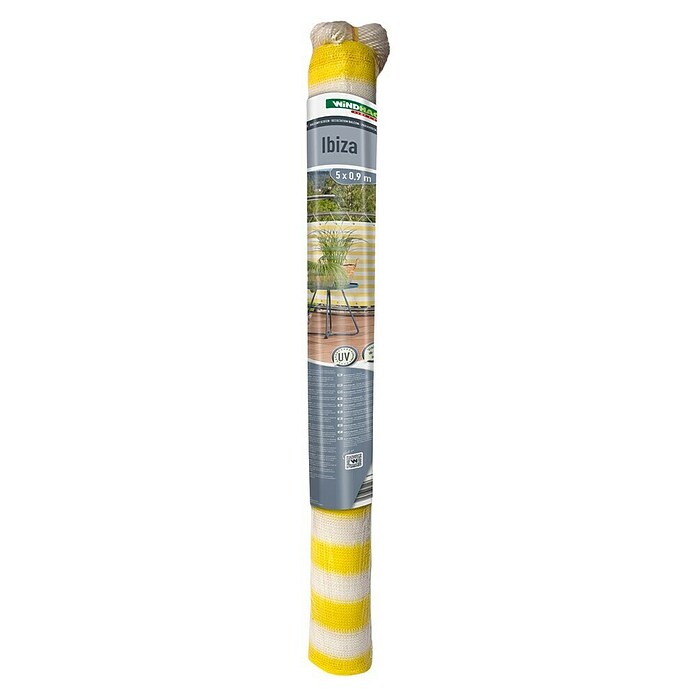 Windhager Balkonsichtschutz Ibiza (5 x 0,9 m, Kunststoff, Gelb/Weiß, Gestreift) | BAUHAUS