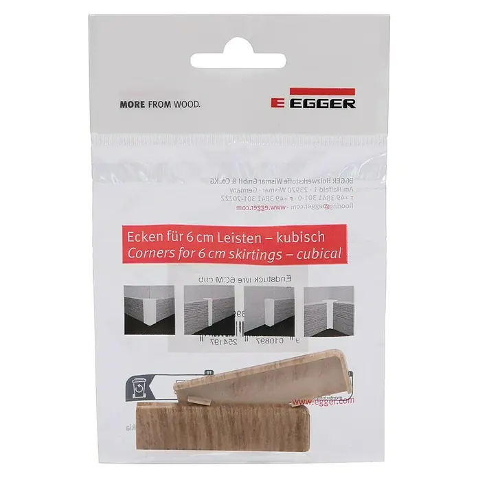 Egger Endkappe Cubical - Eiche honig, 2 Stk., Passend für: Egger Cubical Sockelleisten 14 x 58 mm - Verpackung von Egger Eckleisten für 6 cm Sockelleisten - kubisch, für einen sauberen Abschluss von Ecken.