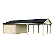Palmako Garaje con carport Roger con puerta abatible (Medidas ext. (An x Pr): 1.006 x 619 cm, Natural, Madera, 19 m², Incluye puerta de madera) | BAUHAUS