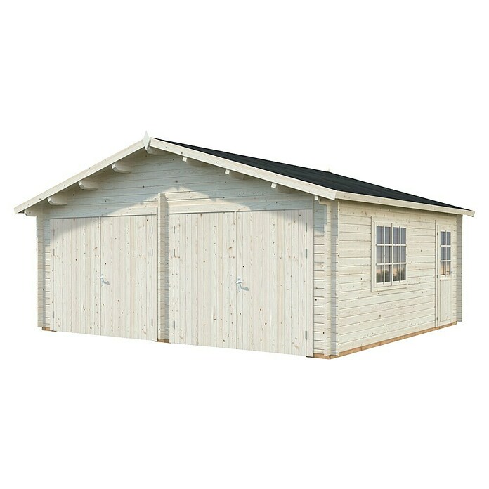 Palmako Garaje Roger con puerta abatible (Medidas ext. (An x Pr): 629 x 565 cm, Madera, Natural, 28,4 m²) | BAUHAUS