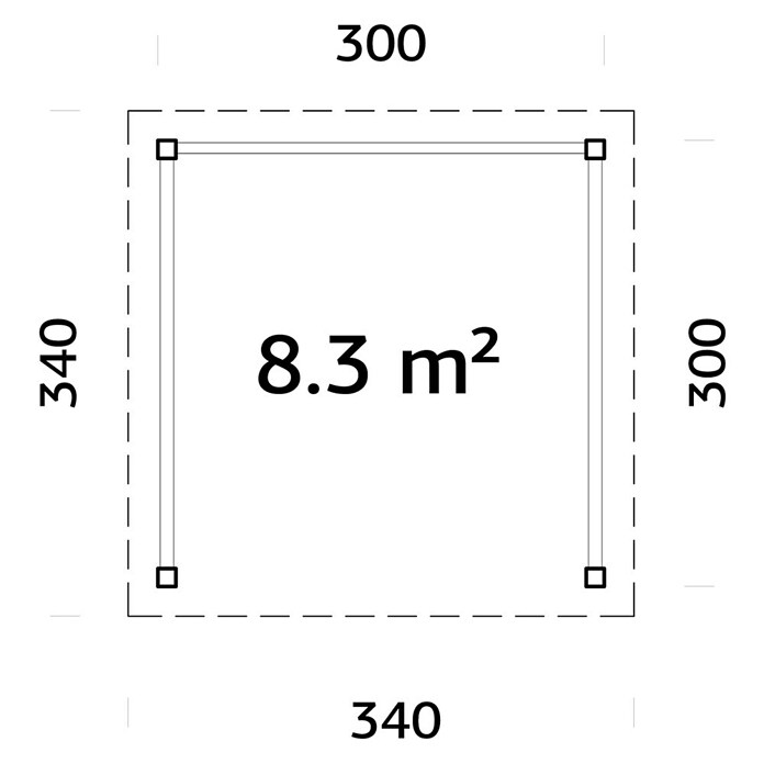 Palmako Pérgola Lenna Set 301 (L x An: 340 x 340 cm, Madera, Natural) | BAUHAUS