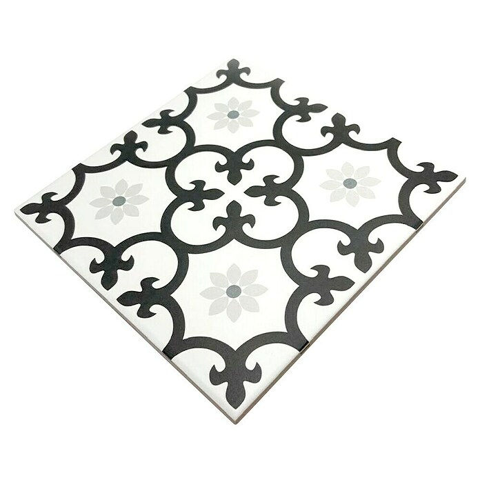 Feinsteinzeugfliese Dalia Black (25 x 25 cm, Schwarz/Weiß, Matt) | BAUHAUS