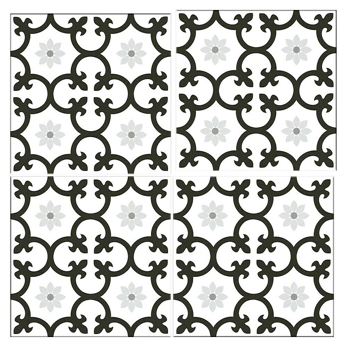 Feinsteinzeugfliese Dalia Black (25 x 25 cm, Schwarz/Weiß, Matt) | BAUHAUS