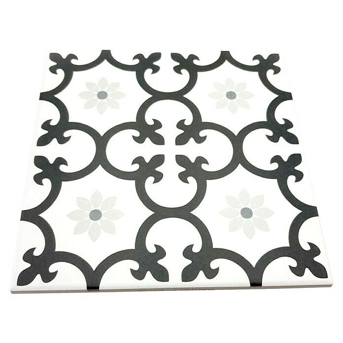 Feinsteinzeugfliese Dalia Black (25 x 25 cm, Schwarz/Weiß, Matt) | BAUHAUS