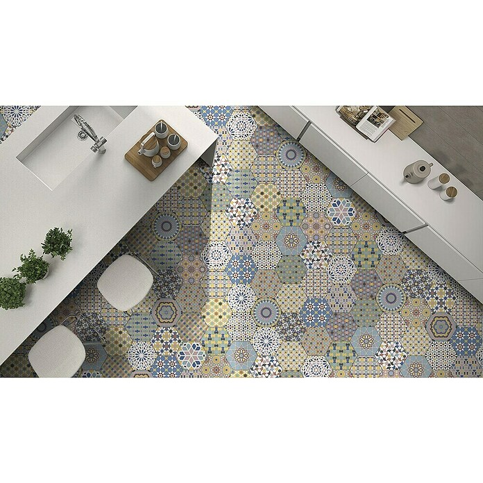 Feinsteinzeugfliese Hexagon Kasbah Mixed (25 x 22 cm, Bunt, Matt) | BAUHAUS